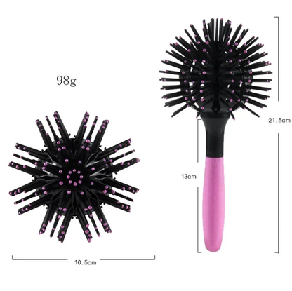 Brosse ronde 360° pour cheveux, parfaite pour créer du volume, lisser ou styliser les boucles, adaptée aux cheveux bouclés, frisés et ondulés.