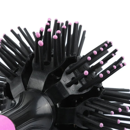 Brosse ronde 360° pour cheveux, parfaite pour créer du volume, lisser ou styliser les boucles, adaptée aux cheveux bouclés, frisés et ondulés.