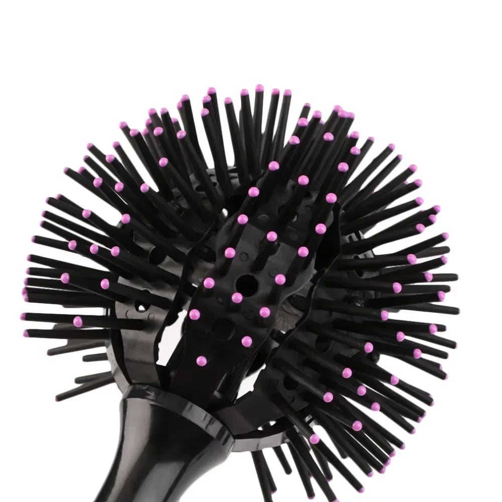 Brosse ronde 360° pour cheveux, parfaite pour créer du volume, lisser ou styliser les boucles, adaptée aux cheveux bouclés, frisés et ondulés.