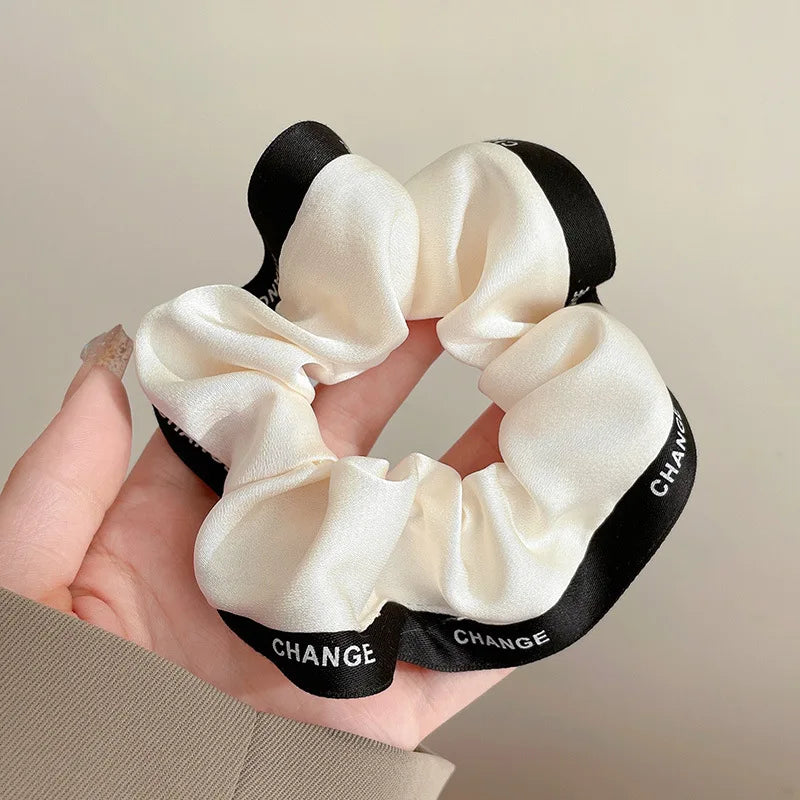 French Style Women Silk Scrunchie high sense Solid Color Hair Bands ladies Sports Dancing Ponytail Holder Hair Accessories Ties - Bouclettes Rebelles