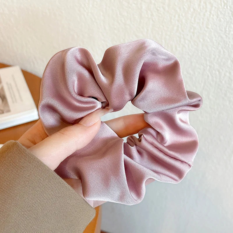 French Style Women Silk Scrunchie high sense Solid Color Hair Bands ladies Sports Dancing Ponytail Holder Hair Accessories Ties - Bouclettes Rebelles