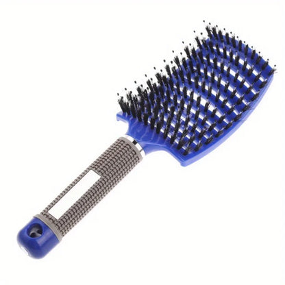 Brosse magique soin bleu avec poils doux, idéale pour démêler et intégrer dans la routine capillaire, préserve la santé des cheveux bouclés, frisés et épais