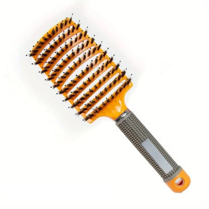 Brosse magique soin orange avec poils doux, idéale pour démêler et intégrer dans la routine capillaire, préserve la santé des cheveux bouclés, frisés et épais